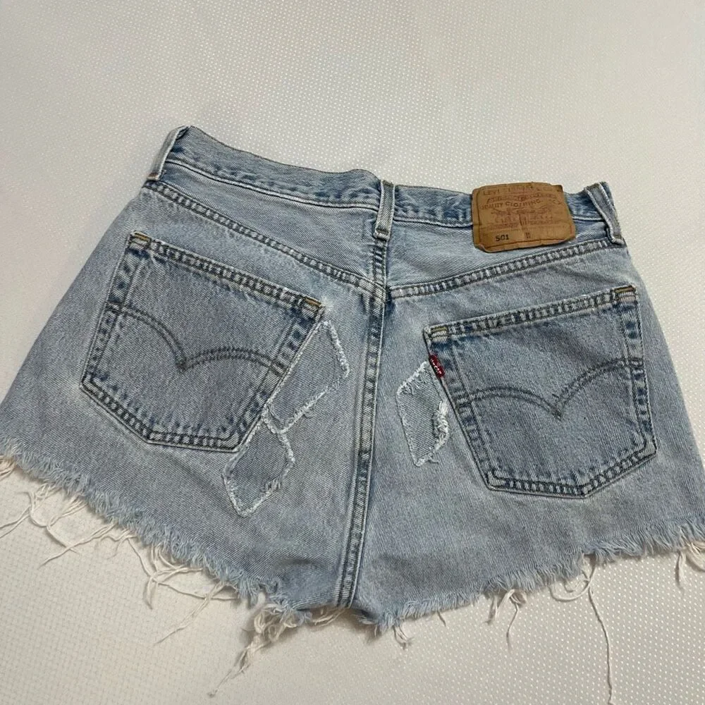 Urban Renewal x Levis Patchwork Distressed Denim Shorts Size Medium